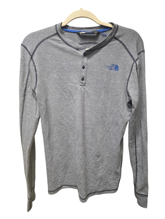 The North Face Other - The North Face Boys Heather Gray Long-Sleeve Henley with Blue Logo